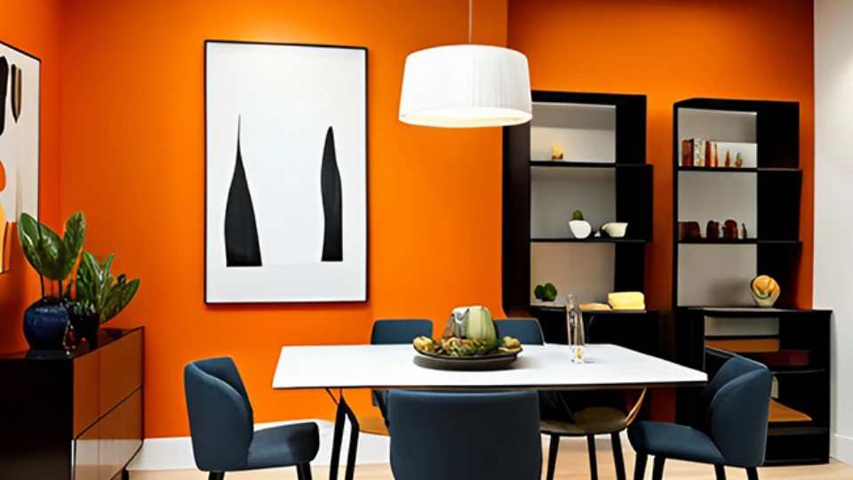 Tangerine orange dining area 