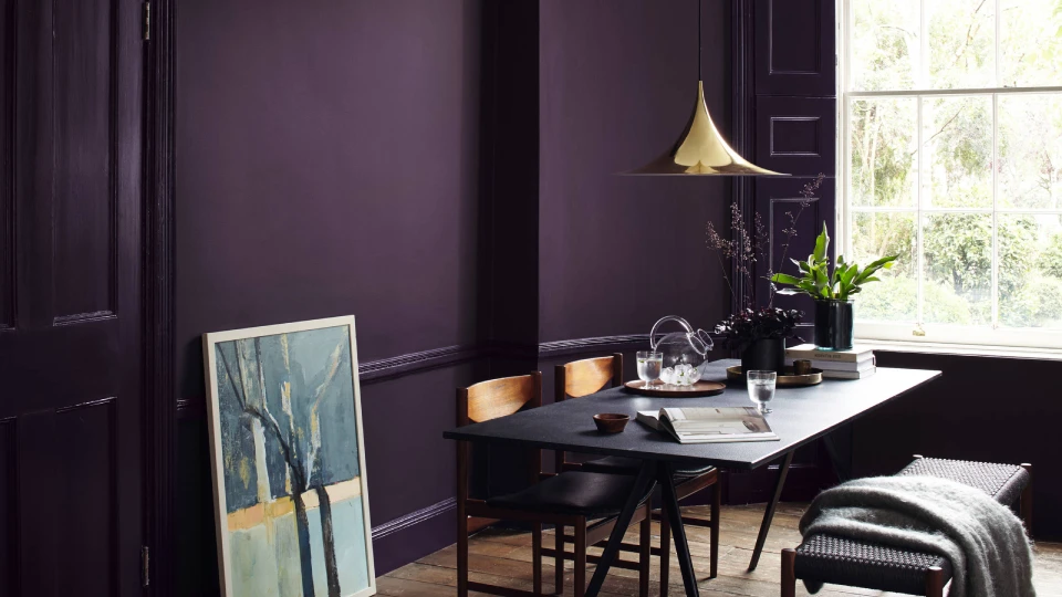 eggplant purple dining room colour combination