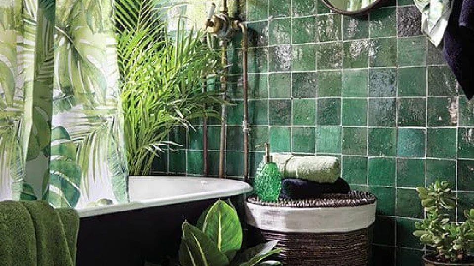 a green designer bathroom flooring tiles & tiling design 