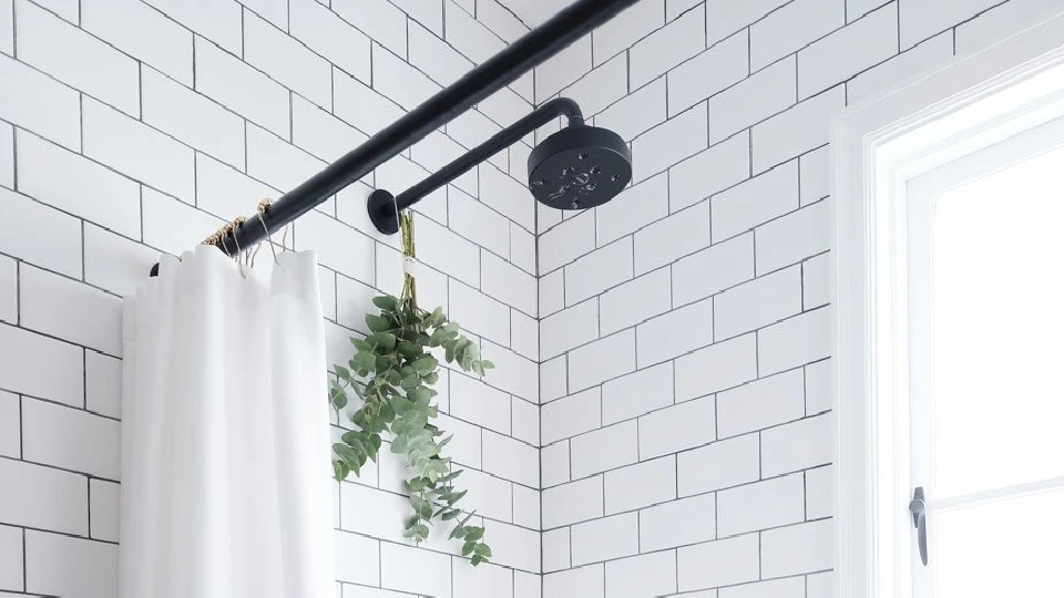 Beautiful all white bathroom with a window and a small plant