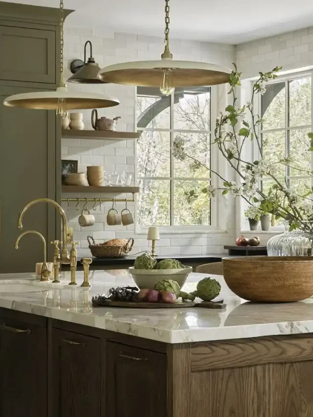 eco-friendly kitchen, sustainable cookware, white marble countertop