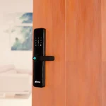 Ozone IRIS lock on a wooden door
