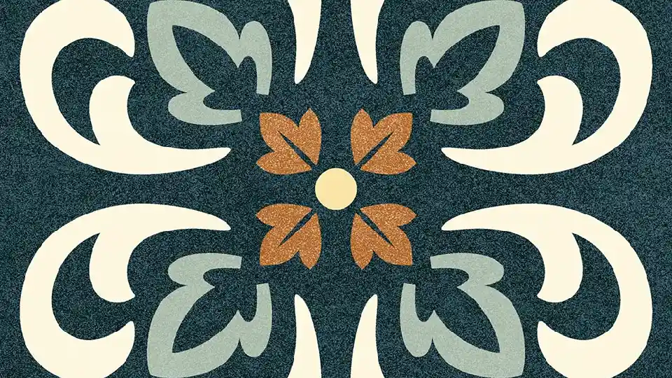 close up view of a matt finish tile with flower like design