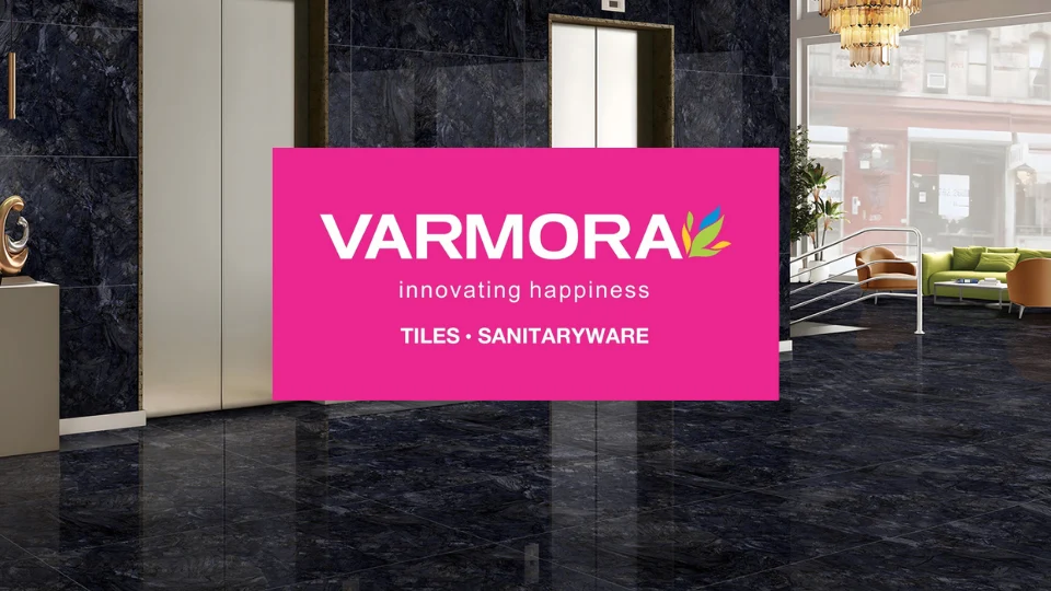 Varmora Granito Pvt Ltd with logo and beautiful ceramic tile design