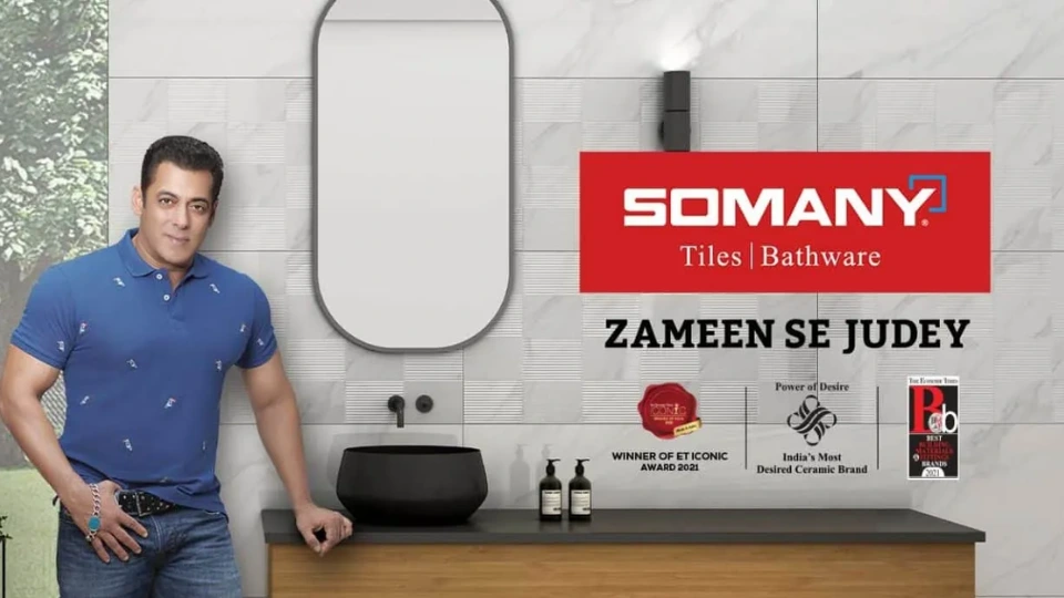 Somany company banner in beige colour with Salman Khan, this company is among one of the best tile manufacturing companies in India