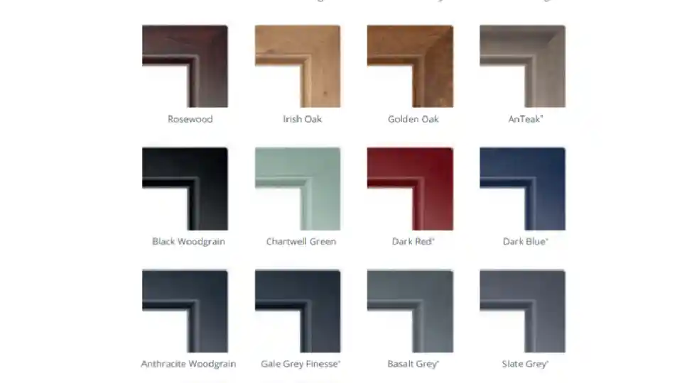 UPVC windows colour chart with names