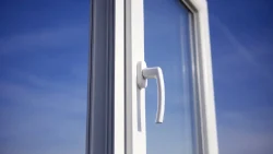 white window with lever handle