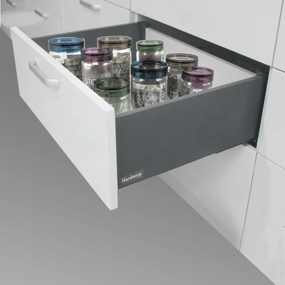 Hardwyn grey slim tandem box drawers system