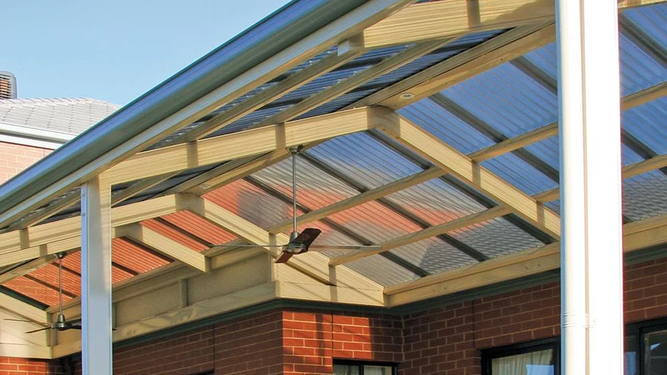 Plastic roof sheet on house