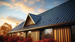 A beautiful house having a corrugated sloping roof