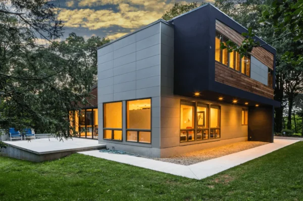 Fibre cement board cladding on house