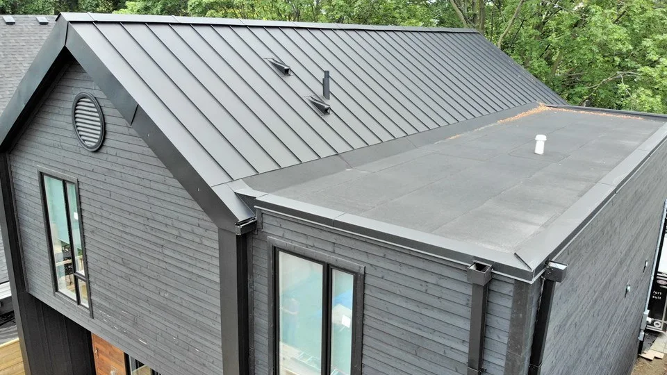 Aluminium sheet roof on house