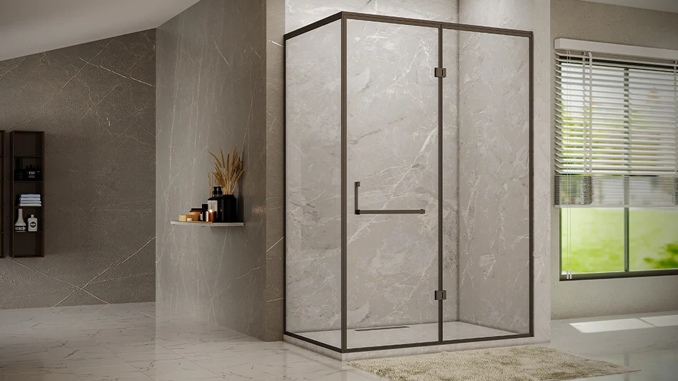 Ozone OUTLINER modular glass shower encloures in modern bathrooms