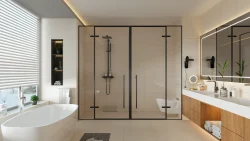 Ozone shower enclosures in a modular bathroom