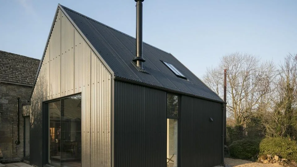 Semi corrugated roof on house
