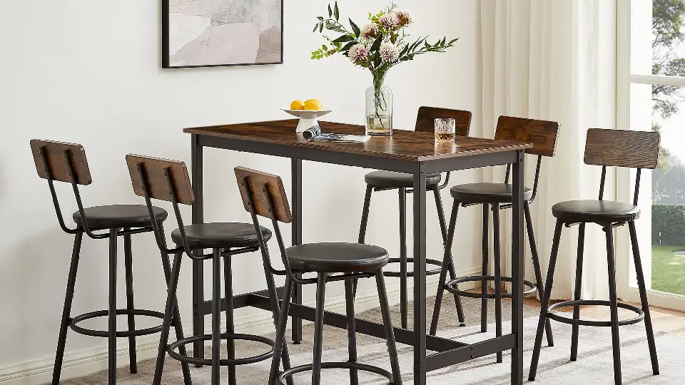 dining room with brown furniture