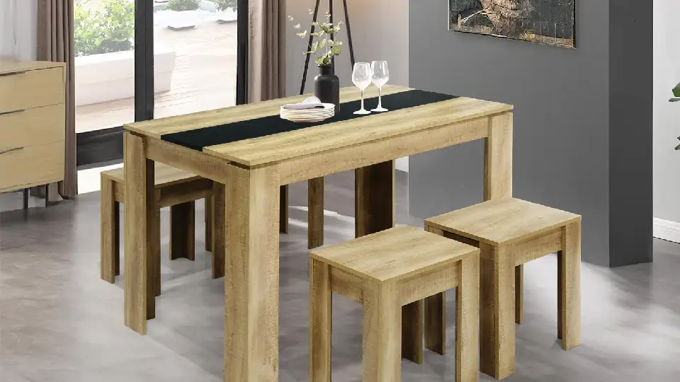 table and chair in a room