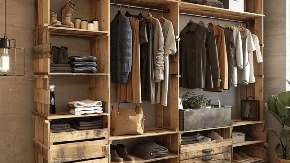wooden closet, standard men's wardrobe size in feet