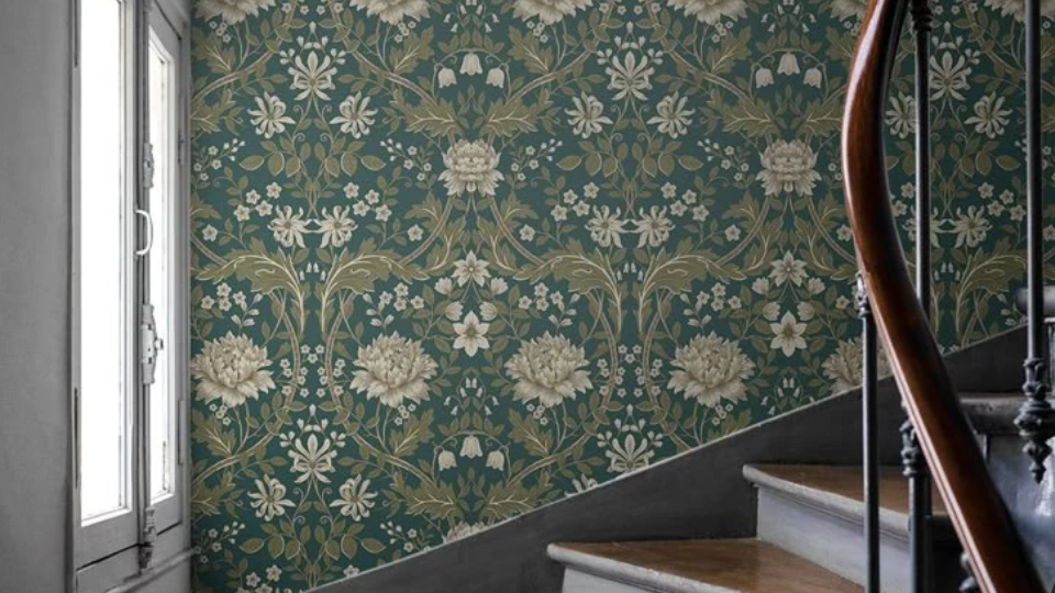 wallpaper price per sq ft of a floral green wallpaper