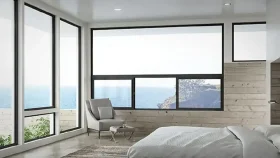 aluminium windows price/cost per sq ft in a bedroom with bed