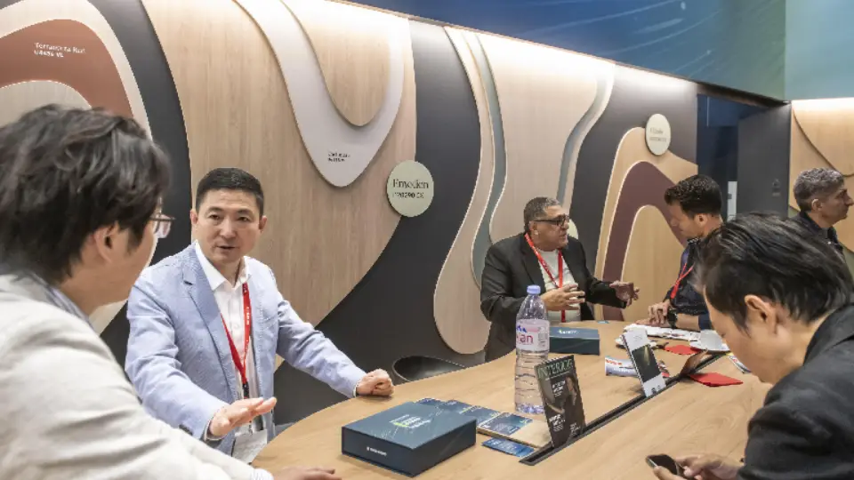 conference hall with brown table