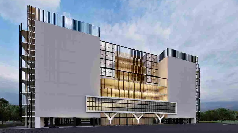 Facade having access control infrastructure - Project by Ar. Kamal Ratra and his team at MAas Architects