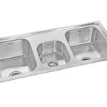 Neelkanth sink, triple bowl sink, stainless steel sink, plain sink