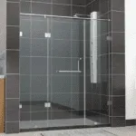 Jaquar shower enclosure - frameless IARA series, wall to wall bathroom cabin with two fixed glass and openable door in between - 3 part