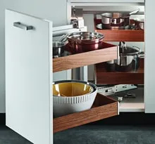 Hafele corner cabinet for storage in the kitchen-available in different colors