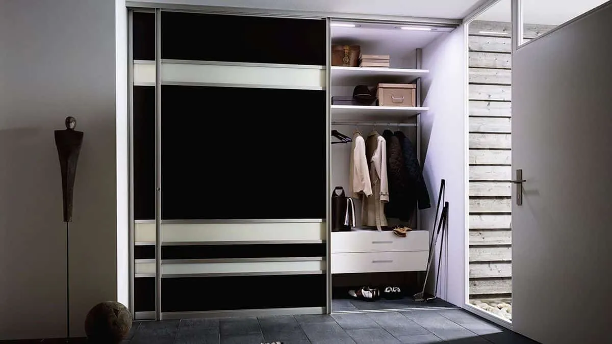 Sliding Doors Wardrobe and Closet Design - Built-in storage furniture in black and white colour