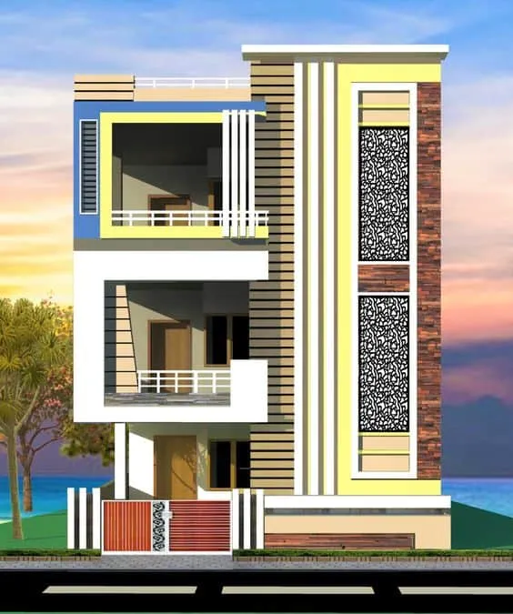 front elevation designs for 3 floors building