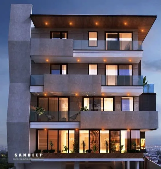 modern house elevation of a unique concrete facade design 