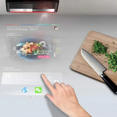 Bosch PAI Projector is a perfect appliance for luxury modular kitchen platform design .