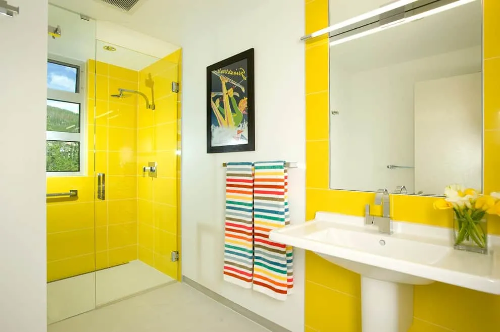 yellow washroom area 