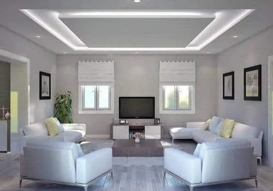 White ceiling for white living room.