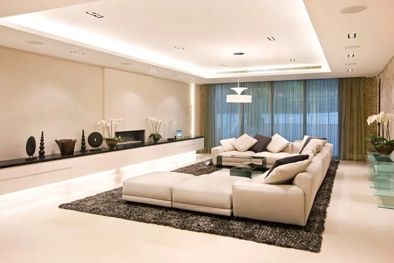lights for minimalist white and cream living room