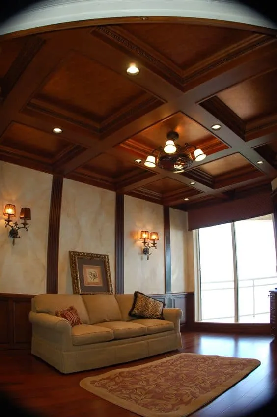 coffered wooden false ceiling 