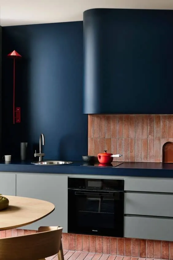 blue table top for kitchen with blue interiors
