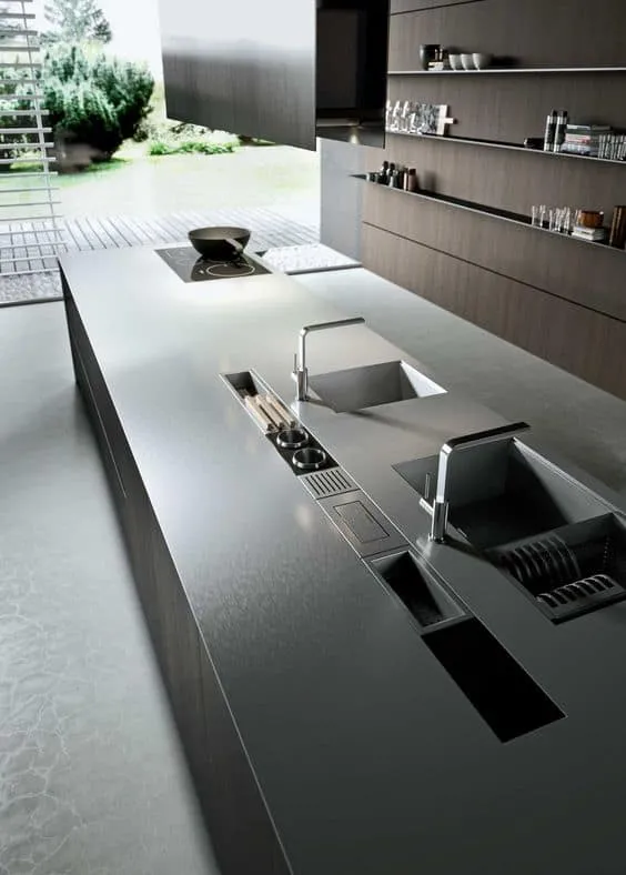 steel kitchen countertop designs for a big kitchen