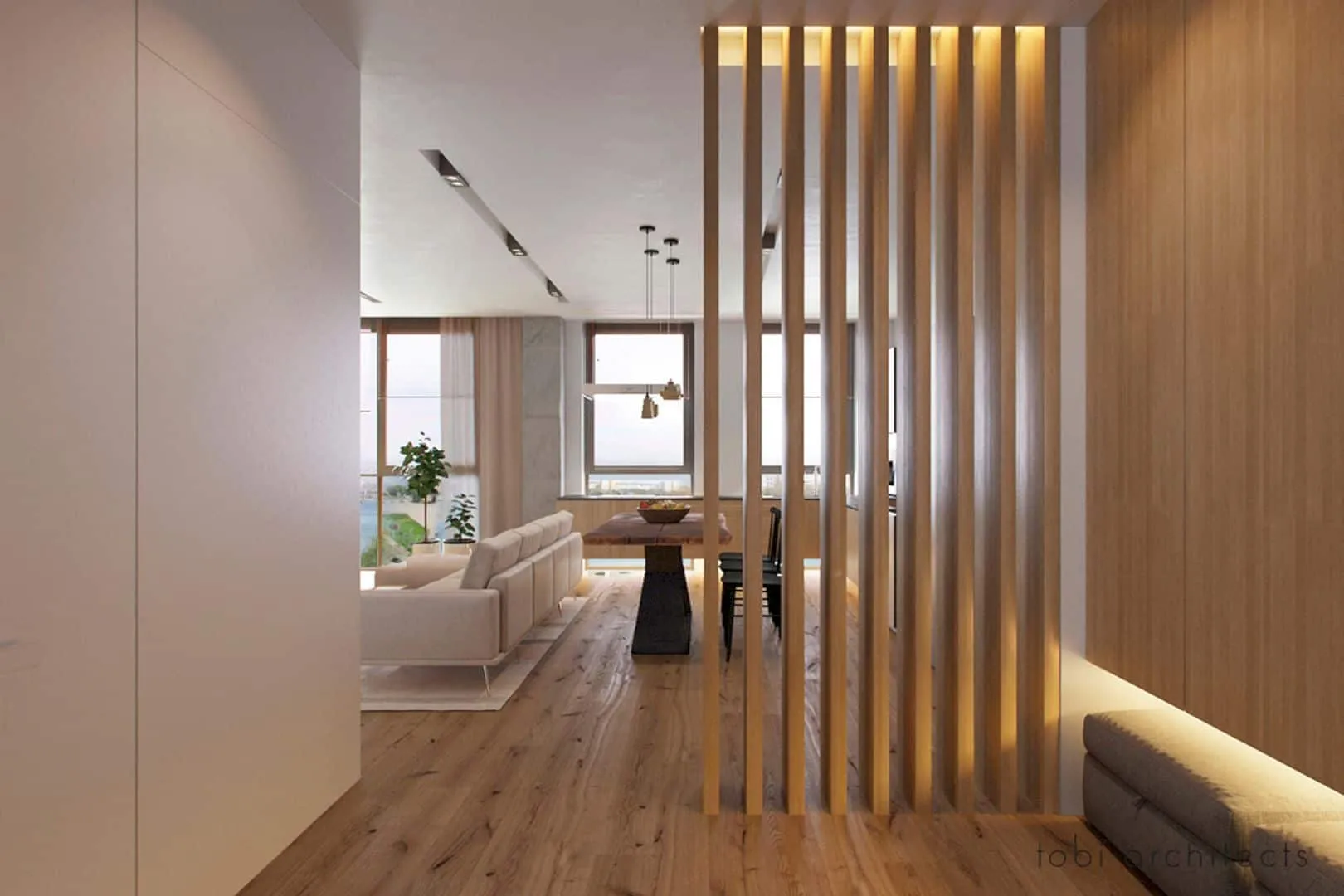 wood panel partition walls