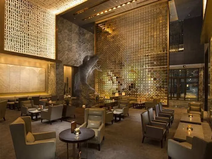 gold feature wall for restaurant