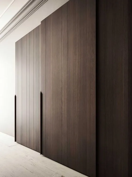 dark brown minimalist wooden wardrobes with flawless interior design
