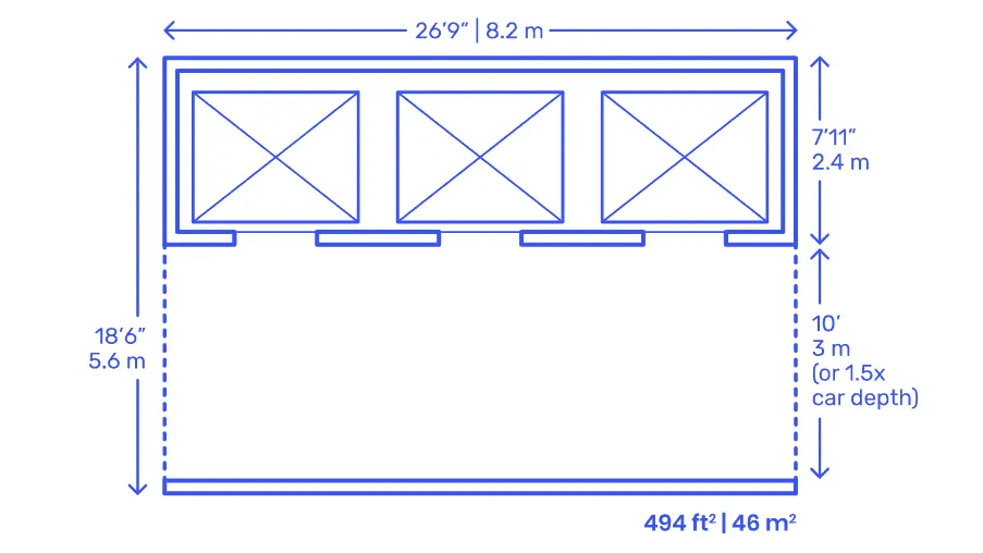 3 car lift layout and dimensions