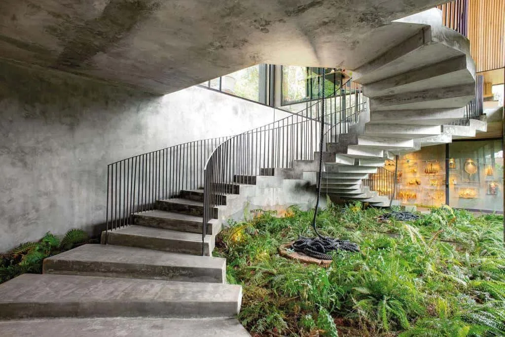 home design exterior concrete curved staircase designs
