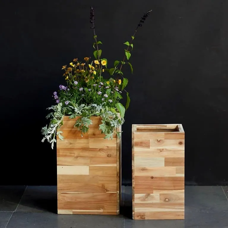 square wood pots&planters suitable for bonsai