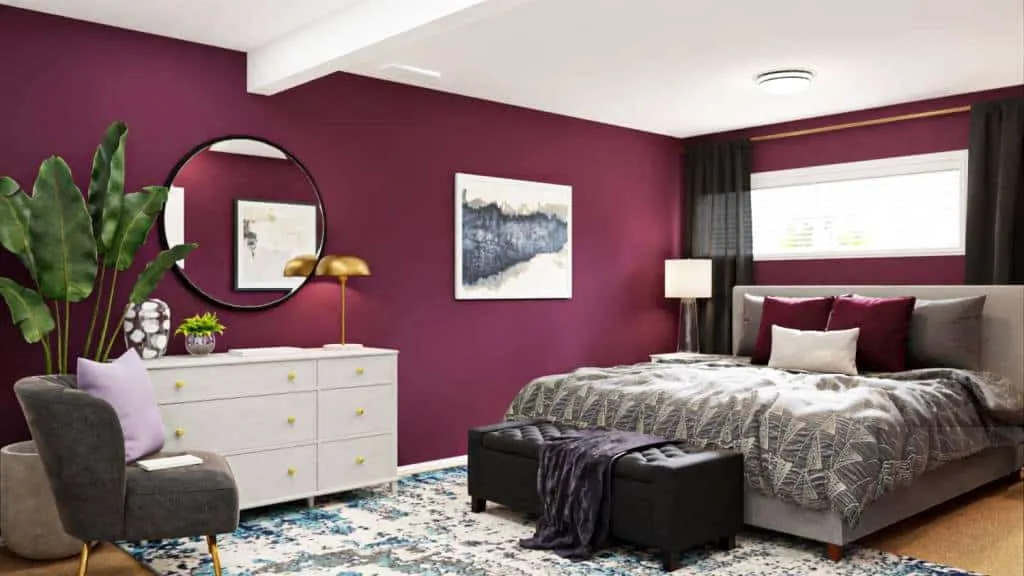  claret walls of a bedroom