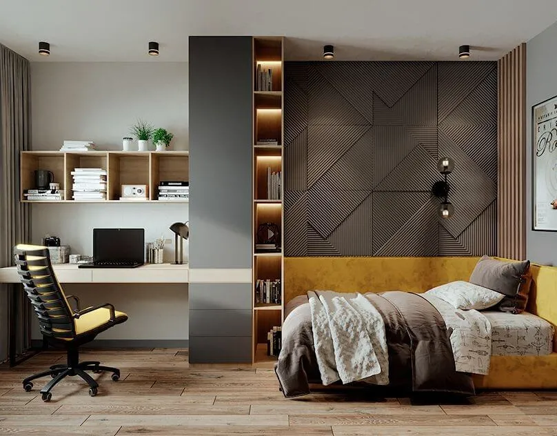  Study table in bedroom to provide a committed space for your working time; bedroom wall tiles