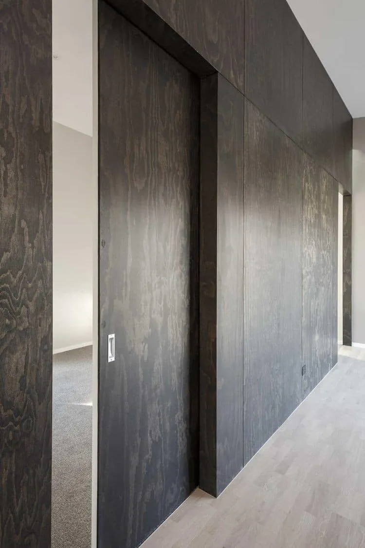 dark brown plywood wall design