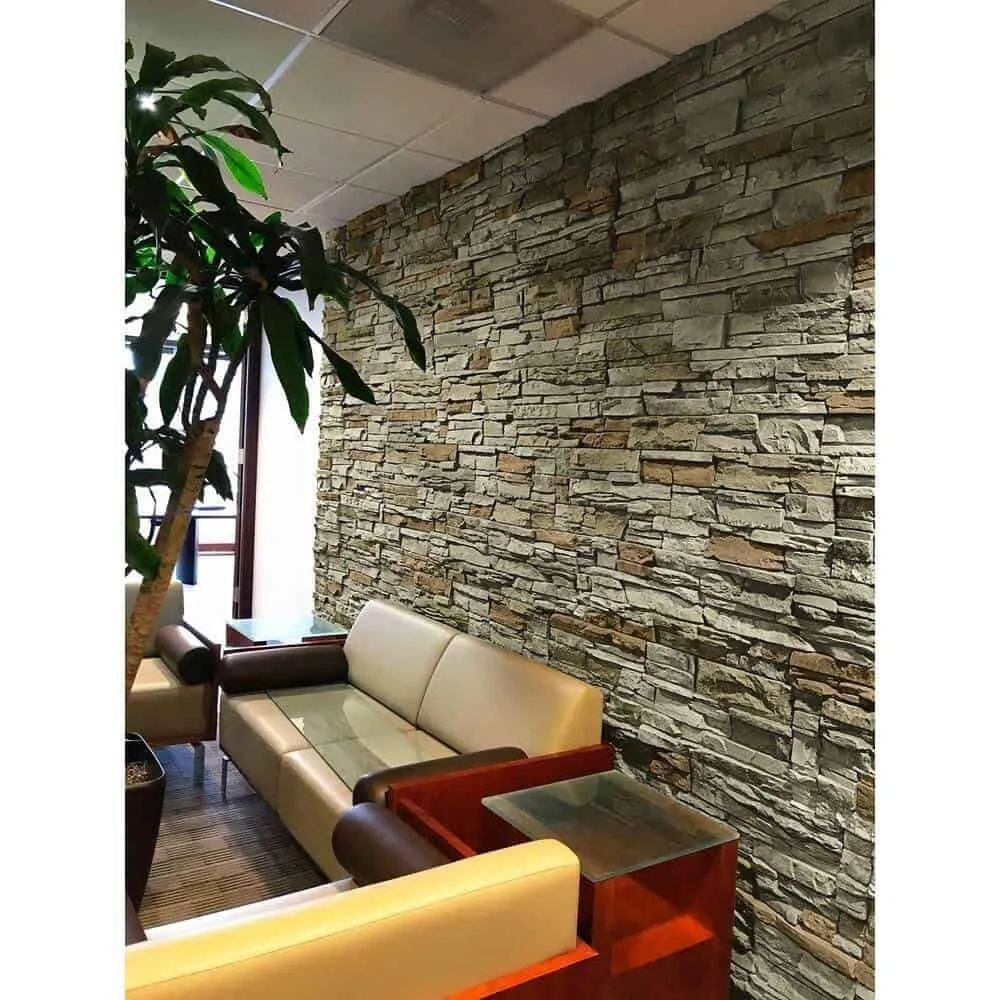 brick wall design with rustic quarry stone