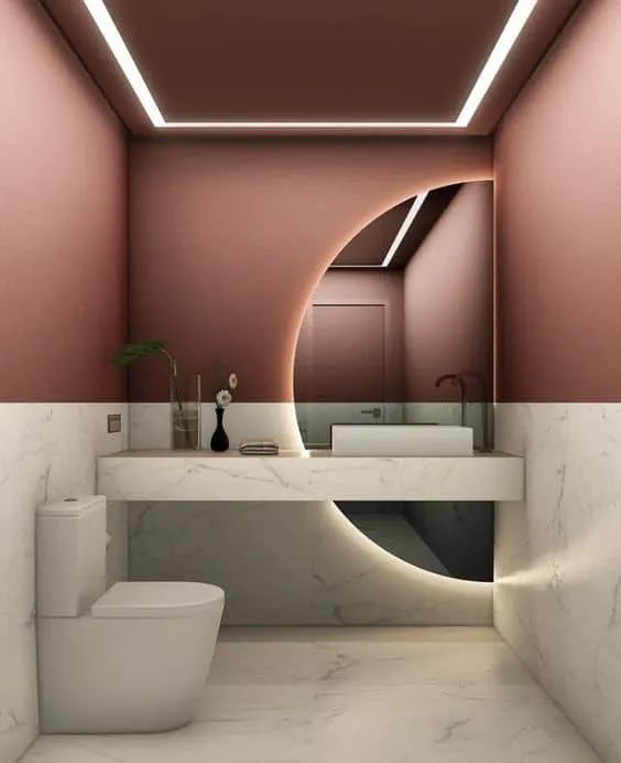 stylish brown and white bathroom